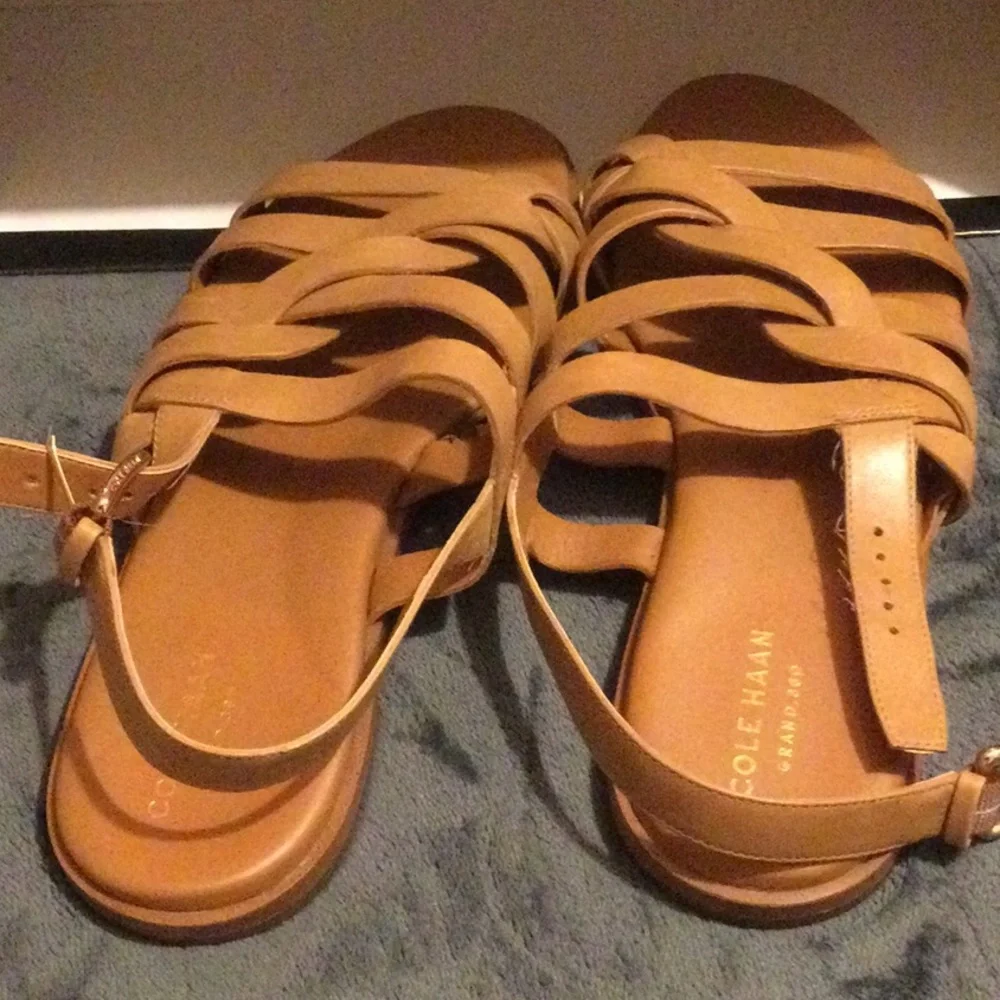 Cole Haan Tan Sandals with Crisscross Straps - Picture 2 of 6